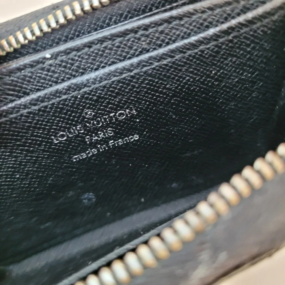 Louis Vuitton Damier Graphite Zippy Coin Purse Wallet Black Grey N63076